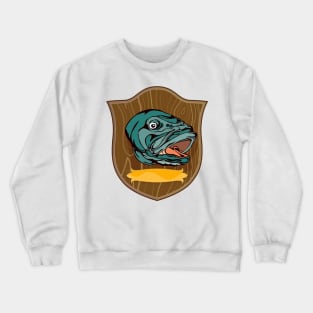 Mounted Largemouth Bass on Shield Crewneck Sweatshirt